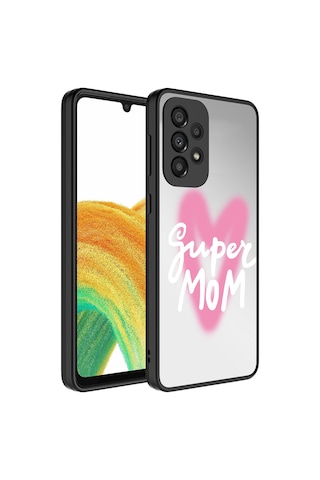 Zore Galaxy Uyumlu A33 5g Kılıf Aynalı Desenli Kamera Korumalı Parlak Mirror Kapak - Süp Süper Anne