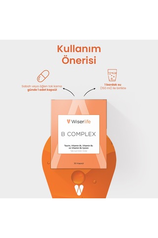 Wiserlife B Complex Taurin Takviye Edici Gıda 30 Kapsül