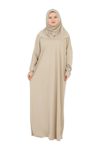 Zarif Namaz Elbisesi Ve Türban Tesbih Set Tesettür Şal Müslüman Kıyafetleri Abaya - Siyah Taş