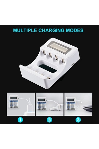 Dancemonkey 4 Yuvalı Pil Şarj Cihazı - Lcd Ekranlı, Aa/aaa/ni-mh Pil Usb 2a Hızlı Şarj