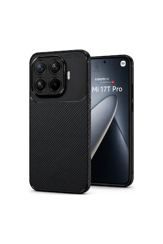 Xiaomi Mi 17t Pro Uyumlu Kılıf Karbon Tasarım Kamera Korumalı Silikon Telefon Kılıfı Kapak Siyah
