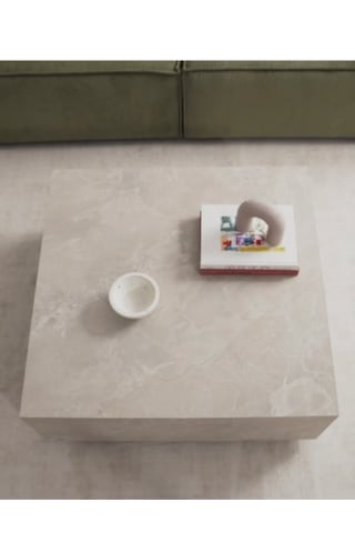 Most Lignum Mermer Görünümlü %100 Mdf Orta Sehpa 80x80 Cm Traverten Bej