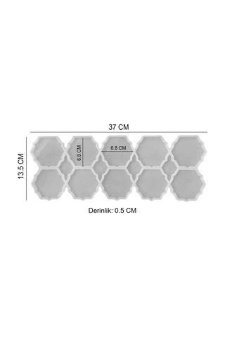 Epoksi Silikon Kalıp Altıgen Tırtıklı Kenar Bardak Altı Ve Magnet Kalıbı 6.8 Cm Beyaz
