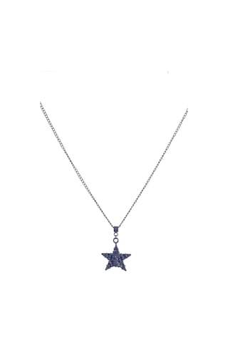 Erkek Siyah Oksit Kaplama Kurukafa&pentagram Simge Uçlu Kolye Siyah