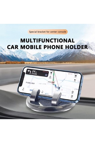 Seametal Araba Telefon Tutucu Abs Gösterge Paneli Navigasyon 360 Dönme Park Numarası Plaka Sabit Kaymaz Evrensel GÜMÜŞ