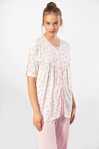 Türen 3370 Kadın Büyük Beden Kısa Kollu Pijama Takım-pembe Pembe