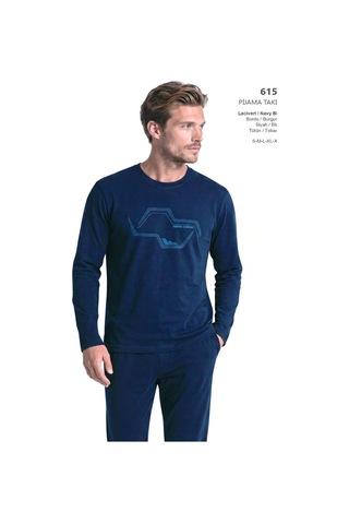 Pierre Cardin 6151 Erkek Uzun Kollu Bisiklet Yaka Pijama Takımı -lacivert
