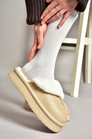 Fox Shoes T918264209 Bej İçi Peluş Kadın Terlik Bej