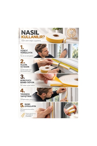 Tr 3 Metre Bölünebilir Kapı Pencere İzolasyon Süngeri 22x8 Mm Yapışkanlı Yalıtım Bandı 723806