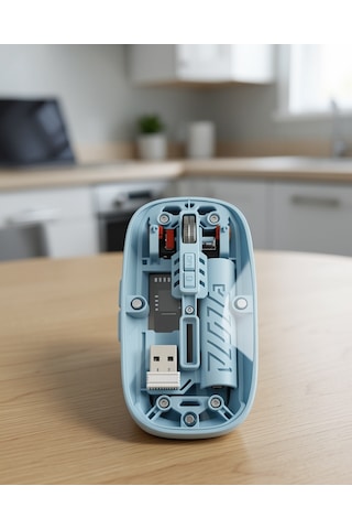 Mavi Tasarım Pilli Kablosuz Mouse Bluetooth 5.2 2.4g Usb Diğer