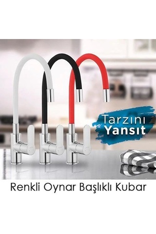 Esnek Kıvrılabilir Renkli Silikon Oynar Başlıklı Musluk Bataryası Başlığı Kubar Bayi Depom