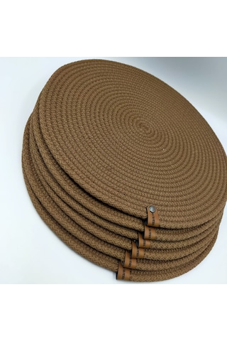 6 Kişilik Amerikan Servis, Hasır Supla Takımı 35 35 Lacivert - Gri - Ekru