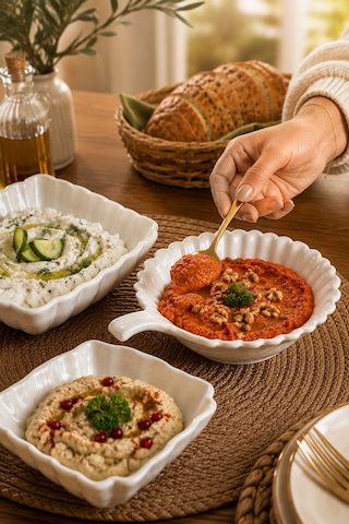 Porsima 3'lü Beyaz Porselen Kase Seti 3 Farklı Model Salata, Meze Ve Tatlı Sunum Kasesi 15 Cm - 16 Cm
