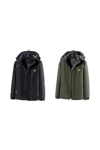 Ikkb Erkek Sonbahar Ve Kış Polar Kalın Su Geçirmez Ceket Gri