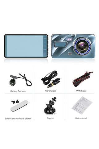 4" Ips Ekran Dual Lens Full Hd 1080p 170 Derece Görüş Açısı G Sensör Araç İçi Kamera
