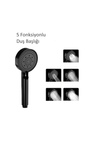 5 Fonksiyonlu Siyah El Duşu Krom