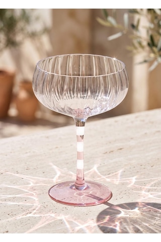 The Mia Ayaklı Cam Dondurma Kasesi Pembe Beyaz 240 Ml