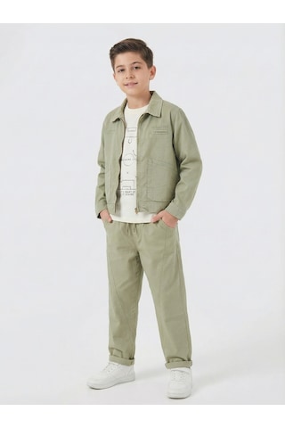 Xo Kids Erkek Çocuk 2li Alt Üst Takım Hırka + Pantolon 4-13 Yaş 2693 Fıstık Yeşili