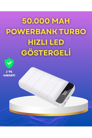 Lightning Ve Type-c Girişli 50000mah Powerbank - Altın