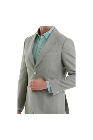 Hatemoğlu A.yeşil Slim Fit Düz Mono Yaka Casual Keten Ceket Yeşil