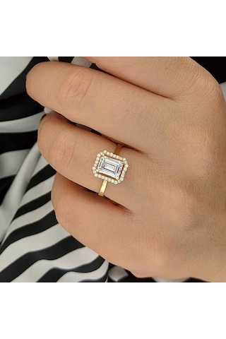 Altınbeyı Baget Taşlı Altın Yüzük 14 Ayar 2.30 Gram Abyyzk0142