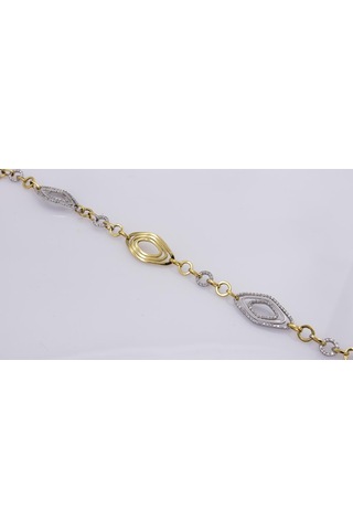 14 Ayar Altın Taşlı Oval Bileklik Lksblk955 Sarı Altın