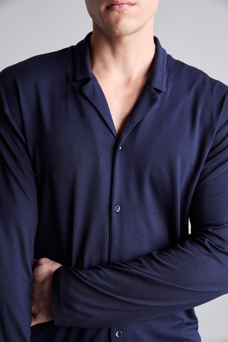 Defacto Regular Fit Düğmeli Uzun Kollu 2li Pijama Takımı I8197ax26aunv135 Lacivert-nv135