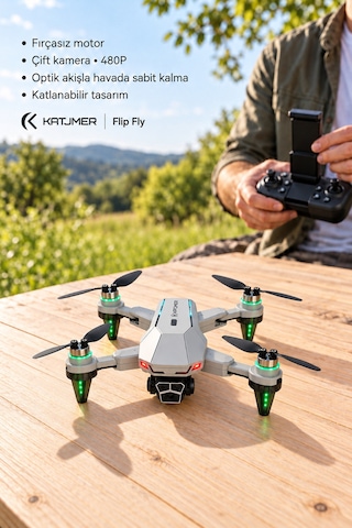S109 Flip Fly Çift Kameralı Katlanabilir Drone 480p, Fırçasız Motor, Wi-fi Görüntü Aktarımı, Optik Akış, 156,6 G Gri