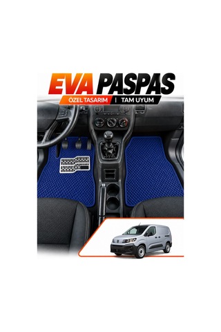 Peugeot Rifter Panelvan 2018-2025 Uyumlu Eva Paspas Metal Topukluklu Ön 2 Parça Lacivert