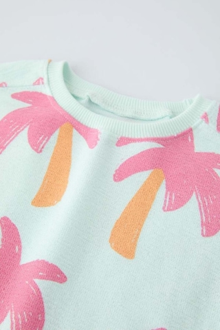 Lolliboomkids Kız Çocuk Palmiye Desenli Mint Yeşili T-shirt Şort Alt Üst Takım 2 Parça Mint Yeşil Mint Yeşili