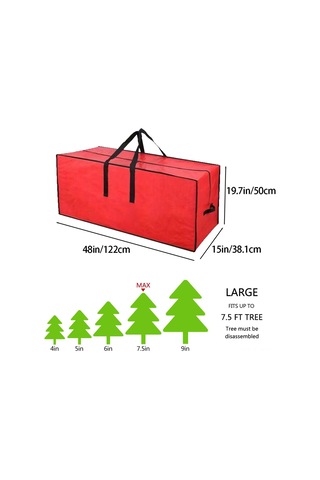 Yunboo Kırmızı Pe Örgü Noel Ağacı Depolama Çantası - Büyük Kapasiteli 122x38x50cm - Dayanıklı Tatil Dekorasyonu Saklama Çanta