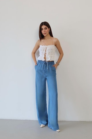 Lacarino 8298 Kadın Palazzo Jean Pantolon Blue