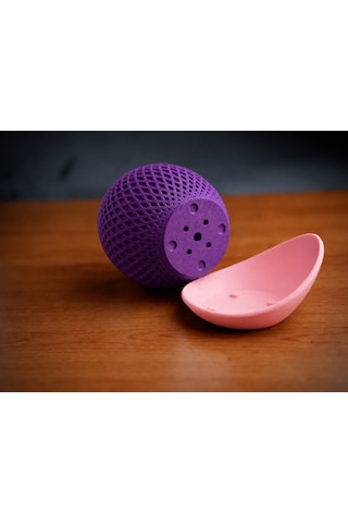 Bezos 3d Baskı Küre Saksı - Kafes Dokulu İki Parçalı Dekoratif Saksı - Mor-pembe Bezos1 32970976