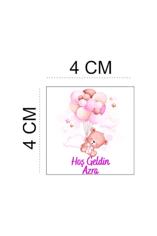 Kişiye Özel 50 Adet 4x4 Doğum Günü & Baby Shower Madlen Çikolata Sticker Etiketi Diğer