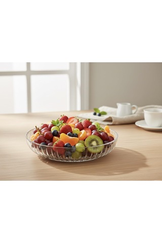 Cam Deposu - Cam Kase - 24 Cm - Meyvelik - Salata Kasesi Sku: Smg8690010541840 Açık Mavi