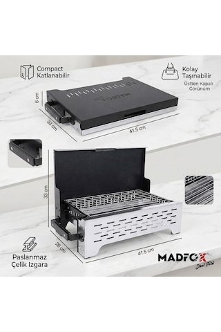 Madfox Steelfold Paslanmaz Çelik Katlanabilir Mangal Silver
