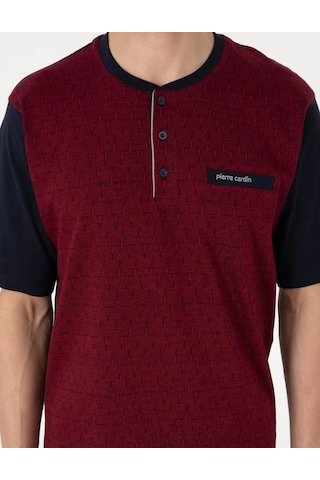 Pierre Cardin Erkek Kısa Kol 3'lü Şortlu Jakarlı Pijama Takım Kutulu Damat Çeyiz Set Bordo