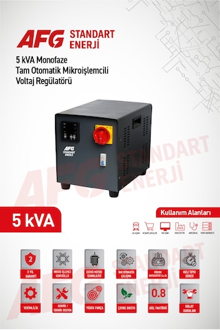 5 Kva Monofaze Tam Otomatik Mikroişlemcili Voltaj Regülatörü