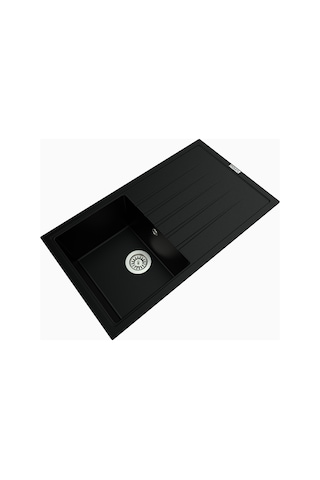 Polex Cristalüx Granit Evye P-03 Siyah Tezgah Altı Ve Tezgah Üstü Mutfak Evyesi 85x49.5 CM