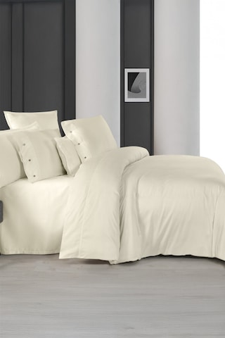 Sarev Monochrome Ekru %100 Pamuk Saten King Size Nevresim Takımı Ekru