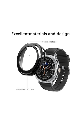 Samsung Galaxy Watch 8 Classic 46mm Uyumlu Sert Silikon Kasa Ve Ekran Koruyucu 360 Tam Koruma
