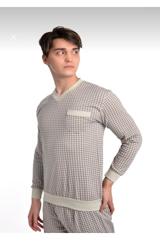 Aysun Tekstil Pamuklu Kumaştan Geniş Kesim Erkek Pijama Takımı