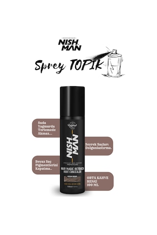 Nish Man Saç Dolgunlaştırıcı ve Seyrek Kapatıcı Root Touch Up Sprey 100 ML