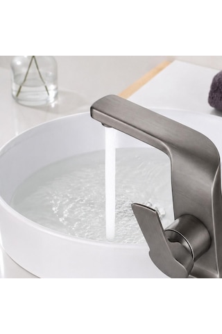 Prım Kısa Lavabo Bataryası Mat Füme