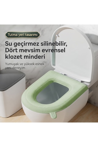 Bakgelal Yumuşak Klozet Minderi Yıkanabilir Silinebilir Esnek Klozet Oturma Pedi - 9010462445883 Açık Yeşil