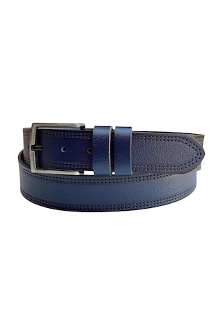 Süzer Deri Lacivert Hakiki Deri Düz Renk Dikişli Model 4 Cm. Genişlikli Spor Kemer // 405-28