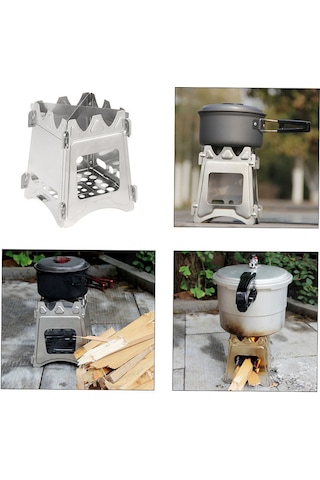 Xiyyadms Stainless Steel Çıkmaz Odun Ocağı - Hafif, Katlanabilir, Dayanıklı, Evvela Kurulur, Kamp Ve Seyahat İçin İdeal Çok Renkli