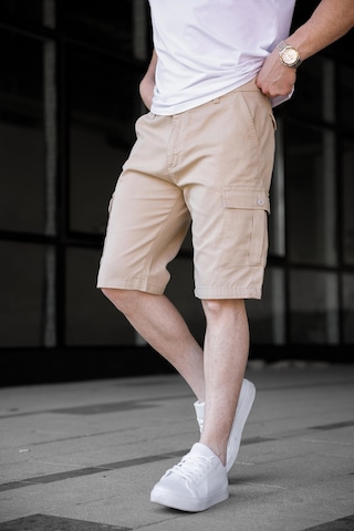 Bej Renk Kargo Cepli Gabardin Erkek Şort-1802 Bej