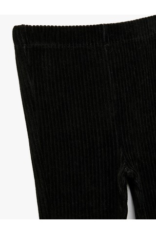 Koton Beli Lastikli Basic İspanyol Paça Kadife Tayt Siyah 6wmg40075ak Siyah