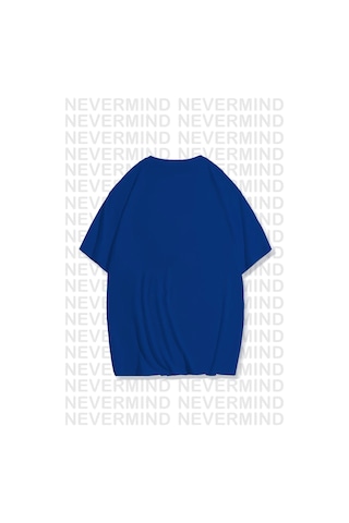 Nevermind Erkek Oversize Freedom Baskılı Erkek Tişört Yazlık Rahat Pamu Lacivert